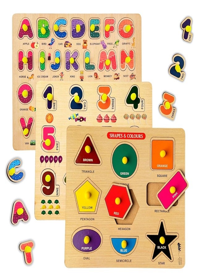 Bugbee Wooden Educational Toys for 2+ Year Old Boys & Girls | Montessori Learning Peg Board for Kids | Alphabet, Number & Shape Puzzle for Toddlers | Early Learning Toys for 2-5 Year Old - Image 1